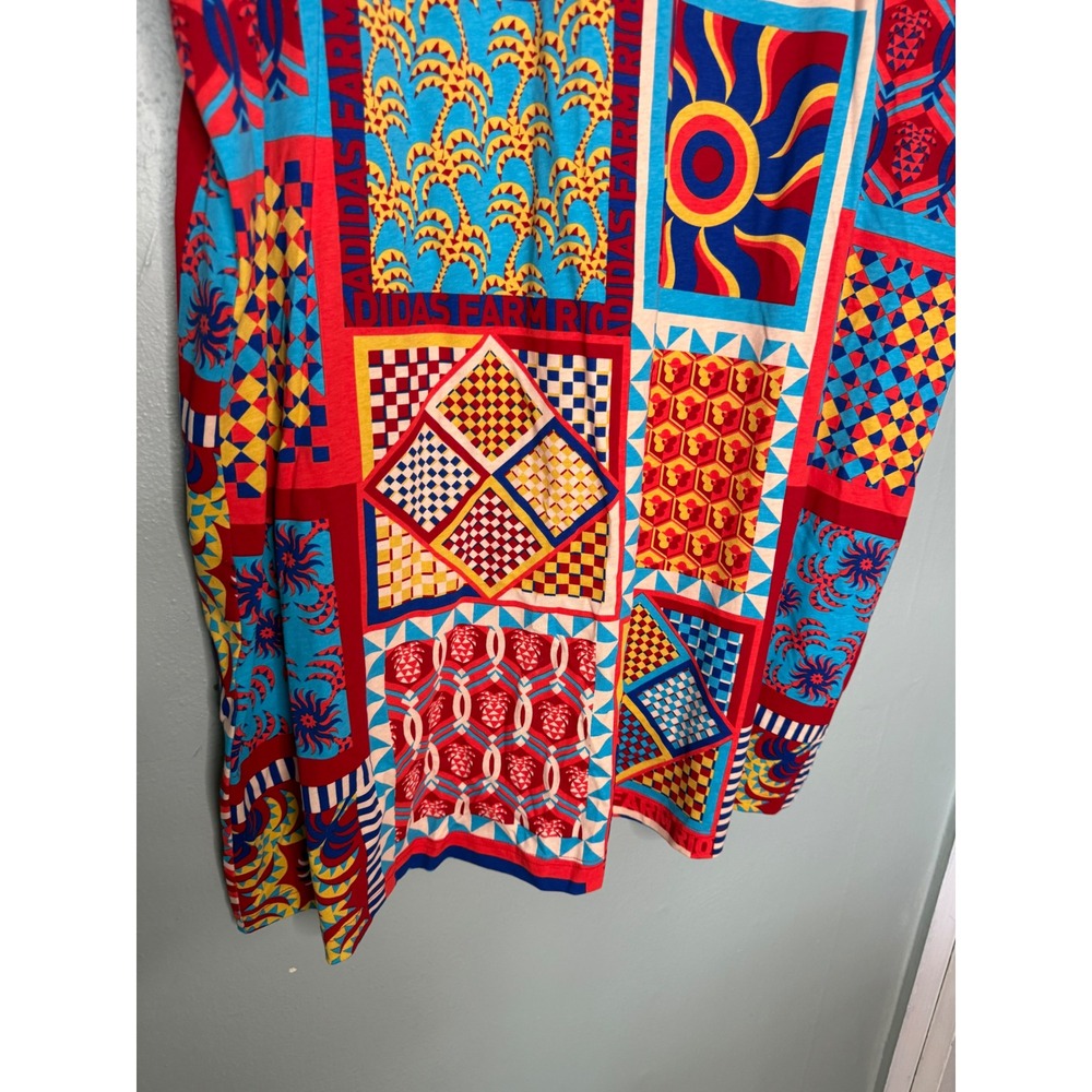 Adidas x Farm Rio Slim t-shirt Dress colorful tripical bright patterned - Picture 8 of 13